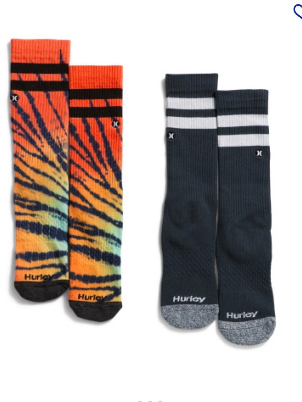 🧦🔥 Men's Extended Terry Crew Socks 2-Pack - Orange Tie-Dye & Black 🔥🧦